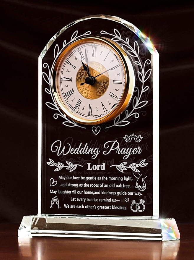 Crystal Clock Wedding Gifts for Couples 2026,Happy Anniversary Marriage Gift,Engagement Unique Gift for Newlywed Mr and Mrs
