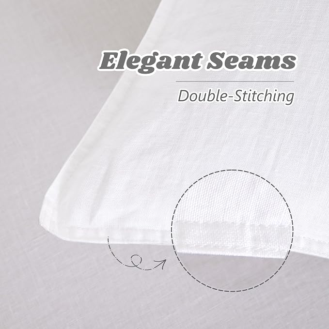 Linen Pillow Cases 100% French Natural Linen Pillowcase Set of 2-Stone Washed Moisture-Absorbing Linen Pillow Shams King Size(20''x40''),White