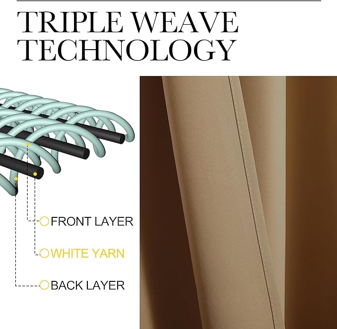 NICETOWN RV Blackout Curtains for Camper Windows, Gold Brown, 42" x 36", Set of 2, Kitchen Curtains, Short Blackout Drapes, Thermal Insulated Rod Pocket Window Treatment Draperies for Nursery
