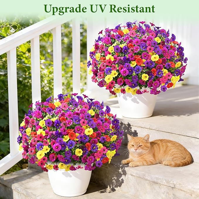 Yastouay Artificial Flowers for Outdoors, 22 Bundles UV Resistant Artificial Outdoor Flowers, Realistic Fake Outdoor Flowers Plant Faux Flowers for Outdoor Planters Front Porch Patio Window Box