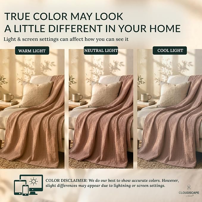 CLOUDSCAPE 4 Layer Muslin Blanket for Adults - 100% Cotton Blankets Twin Size for All Season - 68"x92" Fits Upto TwinXL Bed - Soft Lightweight Breathable Cotton Blankets for Summer - Mocha Mousse