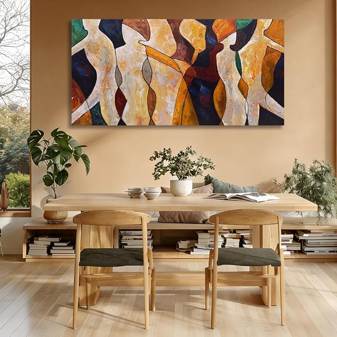 Hue7Art Abstract Canvas Wall Art Modern Colorful Abstract Painting Contemporary Figurative Artwork for Living Room Bedroom Office Apartment Wall Decor 24x48 Inch
