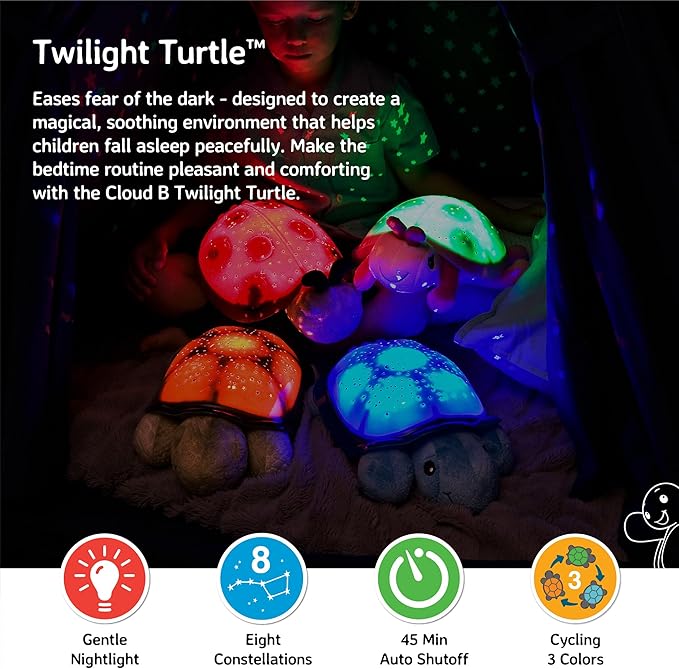 Cloud b Calming Nightlight Star Projector | Gentle Brightness | 3 Colors | 8 Constellations | Auto-Shutoff | Twilight Turtle Blue