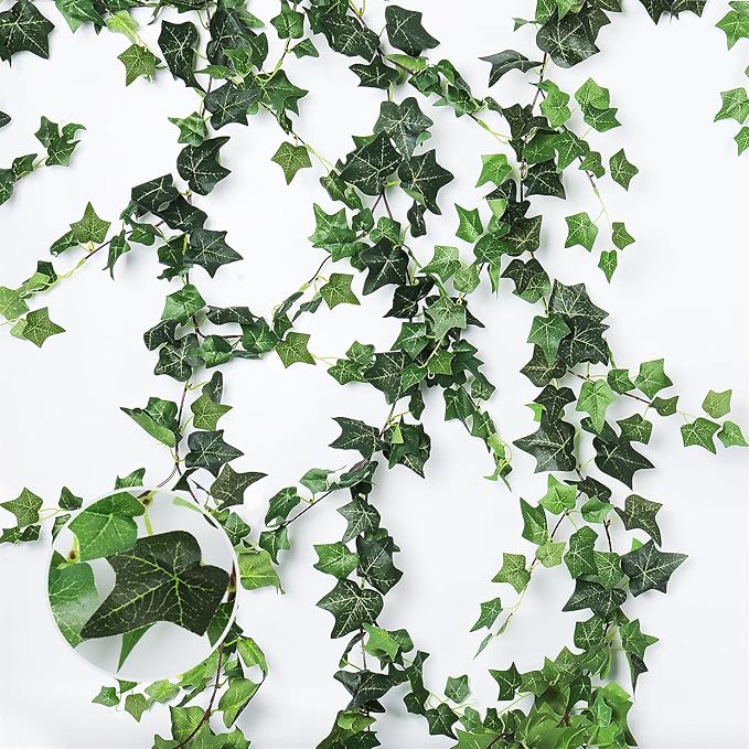 RECUTMS 3 Strands Artificial Ivy Vines 6.3Ft Green Ivy Garland Faux Hanging Plants Greenery Decoration Artificial Vines for Spring Home Decor Indoor Home Wall Wedding Room Easter Decor(Green)
