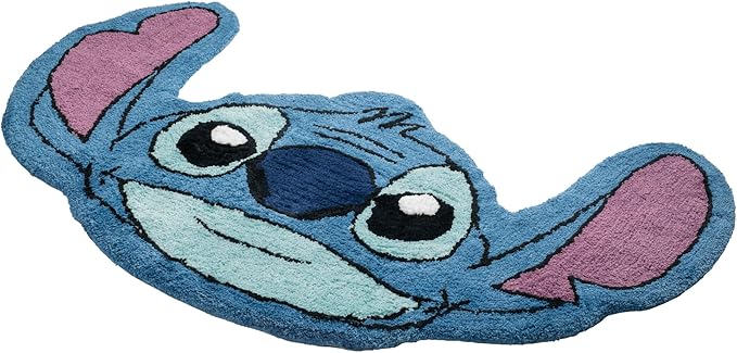 Jay Franco Disney Lilo and Stitch Plush Blue Fluffy Accent Rug - 4 x 2 ft Area Rug for Kids Bedroom or Living Room Decor