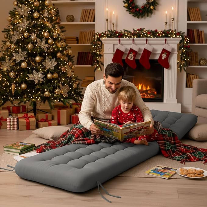 Vercraft Long Floor Cushion Large Floor Cushion with Brushed Cotton 74.8 x 27.5 x 3.15 in Jumbo Lounger Pillow for Outdoor Indoor Bay Window Meditation Yoga Reading Sleeping (1 Pc,Dark Gray)