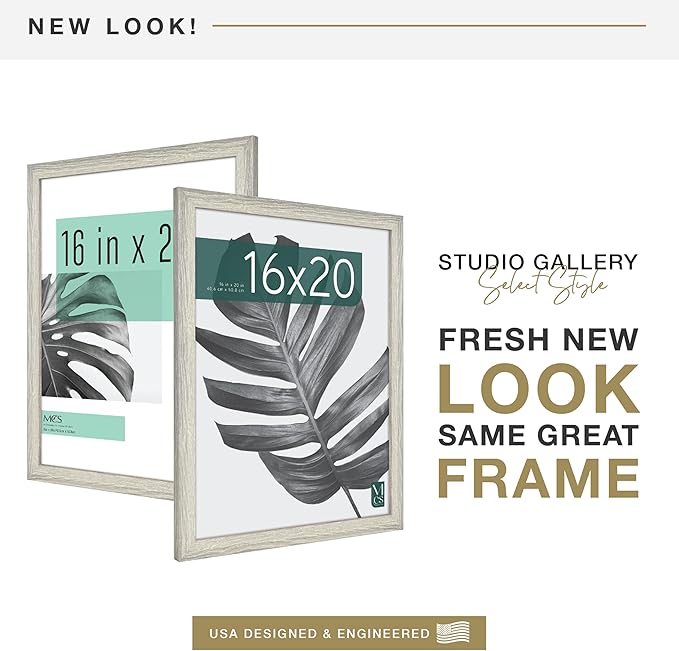 MCS Studio Gallery 16x20 Poster Frame Gray Woodgrain Engineered Wood, Vertical & Horizontal Wall Hanging Large Picture Frame for Photos, Posters & Art Prints (1-Pack)