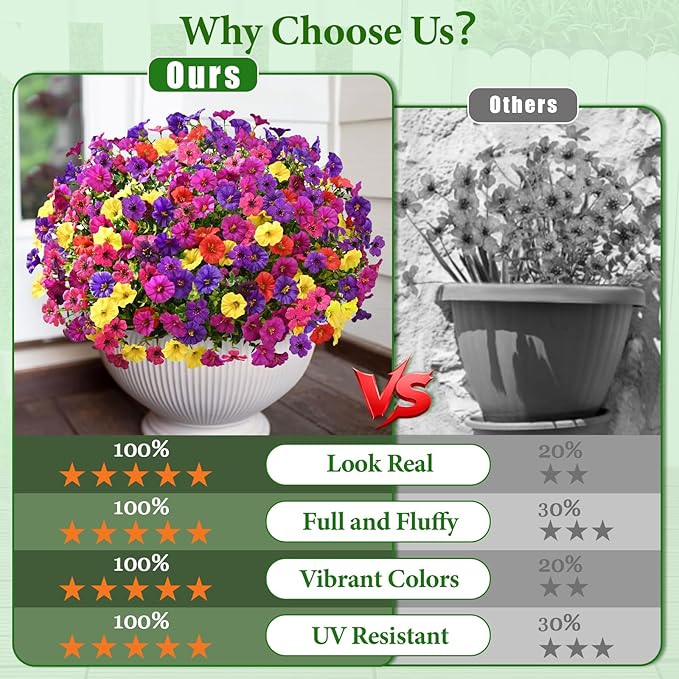 Yastouay Artificial Flowers for Outdoors, 14 Bundles UV Resistant Artificial Outdoor Flowers, Realistic Fake Outdoor Flowers Plant Faux Flowers for Outdoor Planters Front Porch Patio Window Box