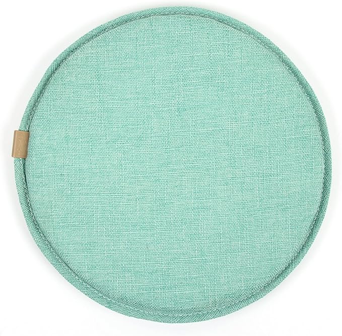 Round Seat Cushion with Ties Breathable Bar Stool Cushion Cover Tatami Pillow Kitchen, Home, Office Chair Cushion Cover (12 inch, Green)