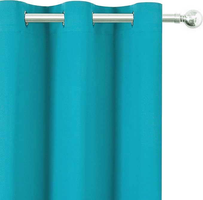 LEMOMO Teal Blackout Curtains 66 x 63 Inch Length/Set of 2 Curtain Panels/Thermal Insulated Room Darkening Blackout Curtains for Bedroom