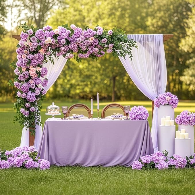 Auihiay 64pcs Hydrangea Artificial Flowers, Purple Artificial Hydrangea Flowers, Silk Hydrangea Heads with Stems for Garden, Home Party Baby Shower DIY Wedding Centerpiece (Purple)