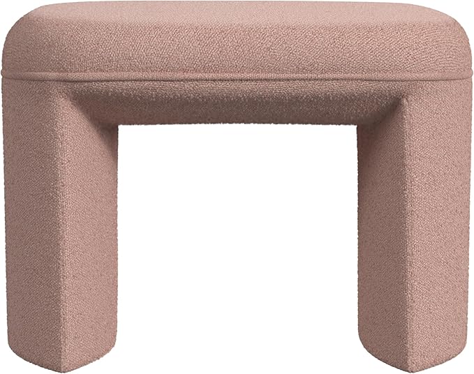 HomePop Quinn Modern Ottoman|Homepop Home Décor|Ottoman for Living Room & Bedroom -Boucle Pink