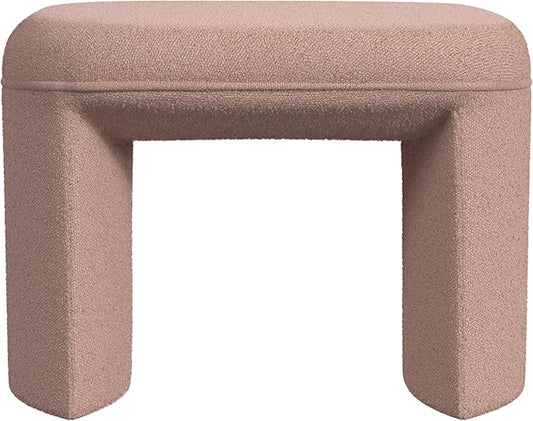 HomePop Quinn Modern Ottoman|Homepop Home Décor|Ottoman for Living Room & Bedroom -Boucle Pink