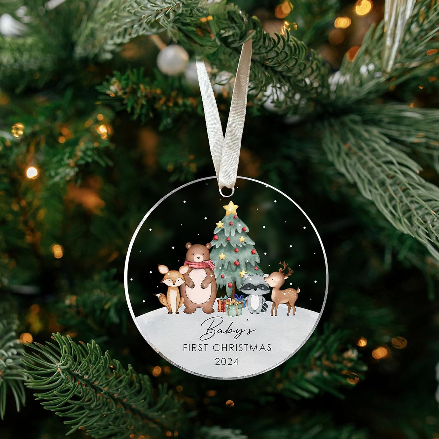 Baby's First Christmas Ornament 2024 - Acrylic Baby Boy Ornament