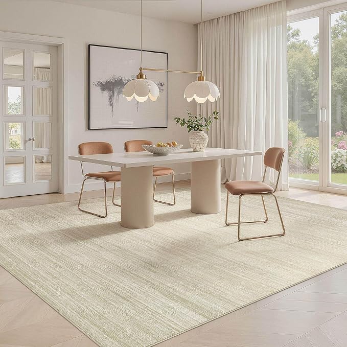 UERMEI 10x14 Washable Area Rug - Neutral Modern Abstract Living Room Rugs, Non-Slip Soft Large Indoor Floor Carpet for Bedroom Home Office & Under Dining Table Decor, Brown/Beige