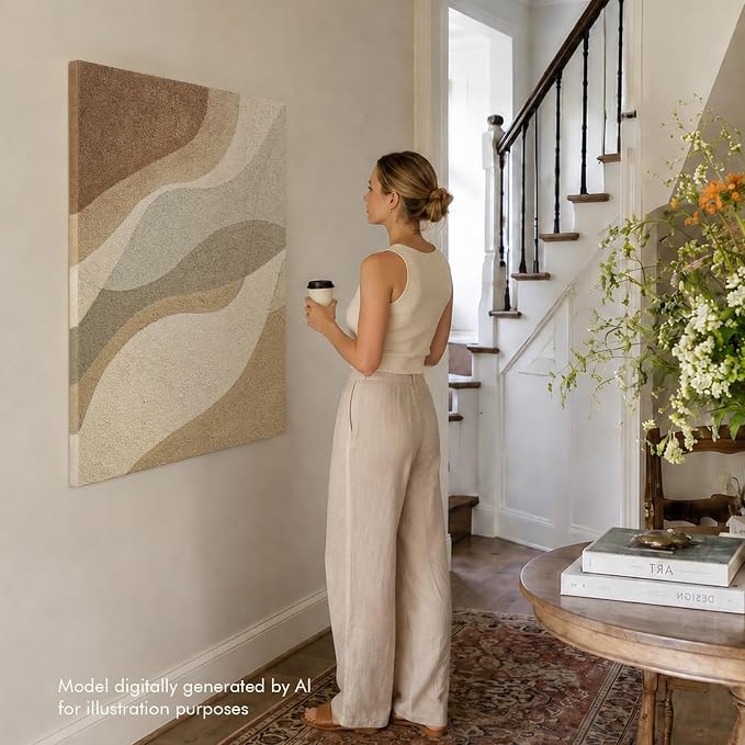 Modern Neutral Textured Vertical Wall Art, Large Oil Painting Wall Decor | Minimalist Original Hand‑Painted Canvas Wall Art, Sandstone Abstract Artwork for Living Room Bedroom Dining Room, 36x24 in