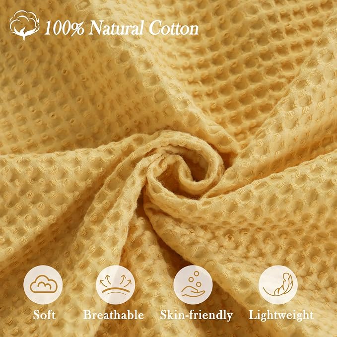 PHF 100% Cotton Waffle Weave Blanket 30"*40", Lightweight Breathable Moisture-Wicking for Spring Summer, Snag Proof Machine Washable, Home Decor Gift - Ginger