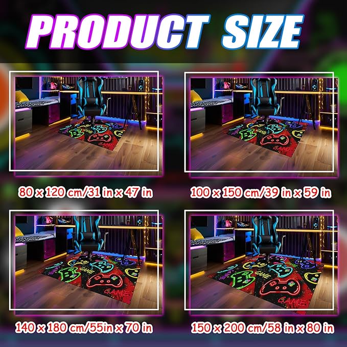 Gaming Area Rug for Boys Bedroom - Colorful Gaming Carpet Rug for Kids Boys Room Video Games Carpet Gamepad Themed Rugs Kids Room Decor, 5x7 Feet
