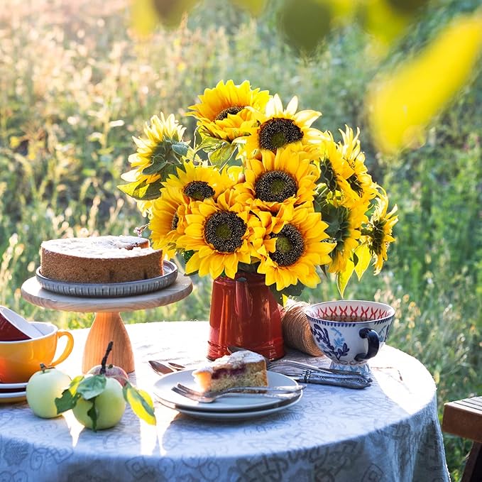 CEWOR 10pcs Sunflowers Artificial Flowers with Long Stem Fake Sunflowers Bulk Fall Decoration for Wedding Home Birthday Party Outdoor Indoor Decor