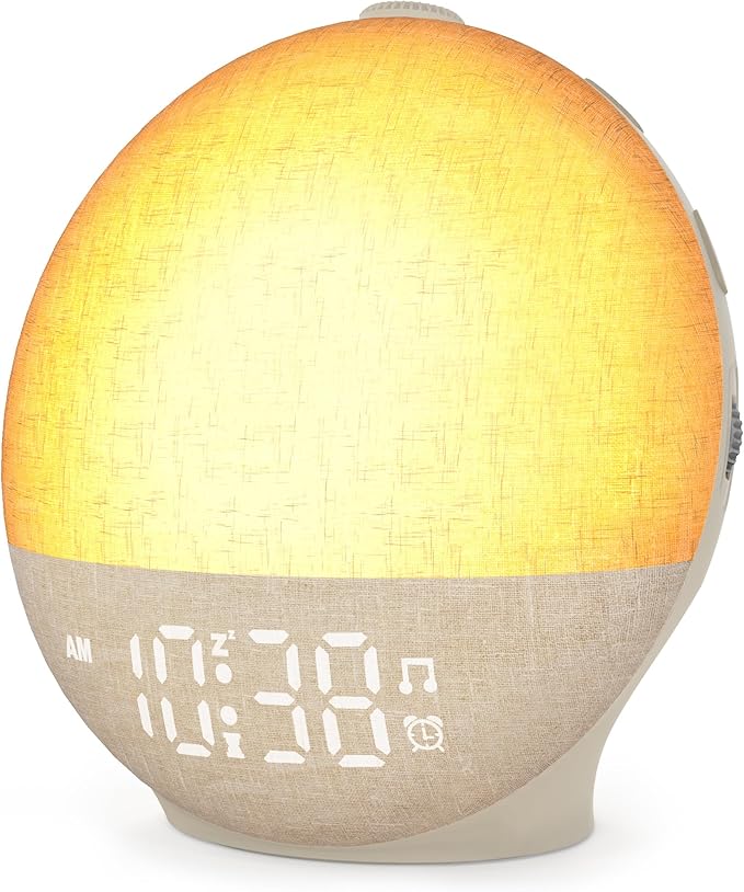 Sunrise Alarm Clock White Noise Machine, Sunset Simulation, 30 Soothing Sounds, 12 Color Night Light, Dimmable Sunlight Lamp Wake Up Light, Digital Clock for Kids Teens Heavy Sleepers Adults Bedrooms