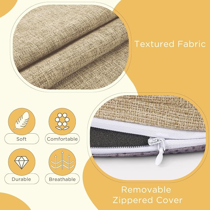 Bar Stool Cushions Round 3" Thick Round Seat Cushions for Chairs 4 Pack Non Slip Bistro Chair Pads with Machine Washable Cover (12 Inch, Beige)