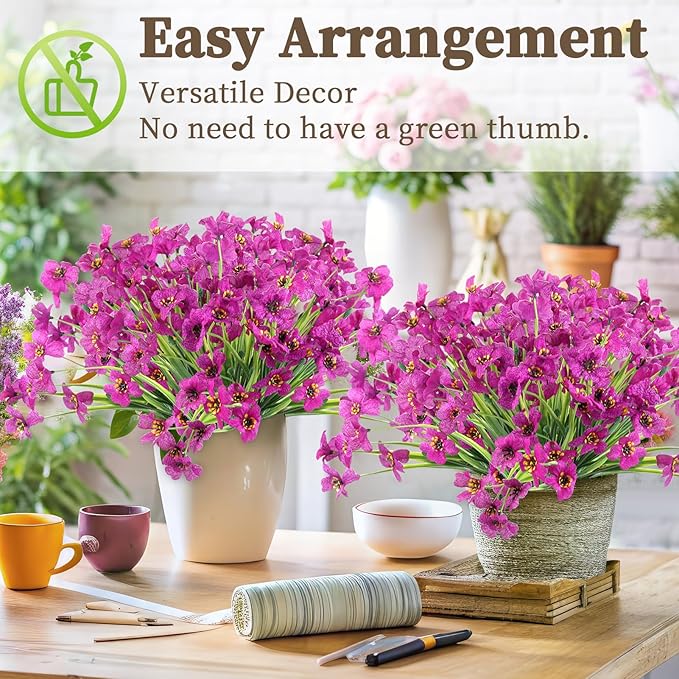ColoPlay 24 Red Lotus Bundles Artificial Flowers for Outdoors/Indoors Fake Flowers Plants for Indoor Outside Garden Porch Window Box Home Wedding Farmhouse