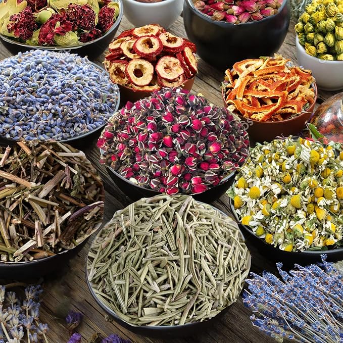 70pack Witchcraft Supplies Herbs Kit, Dried Flowers for Witch Beginner, Bulk Herb Gift Set for Wicca, Pagan, Wiccan Rituals, Magic Spell, Altar Supplies Healing Natural Herbal for Candle Soap Making