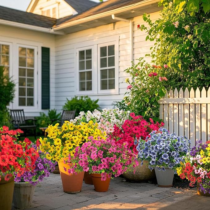 Grunyia Artificial Fake Flowers for Outdoor Spring Decoration, 16 Bundles Faux Silk Colorful Daisy UV Resistant Realistic for Outside Porch Patio Home Yard Garden Planters Pots Window Box (Yellow)