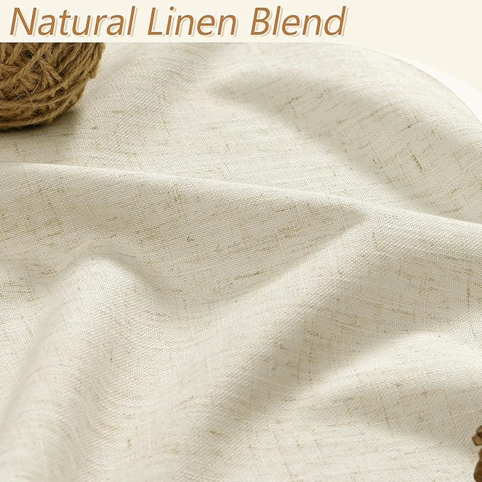 Guken Warm Beige 100% Blackout Linen Curtains 102 Inch Length 2 Panels Set for Living Room Bedroom Back Tab Thermal Insulated Black Out Drapes Room Darkening Farmhouse Style for Bedroom 52x102