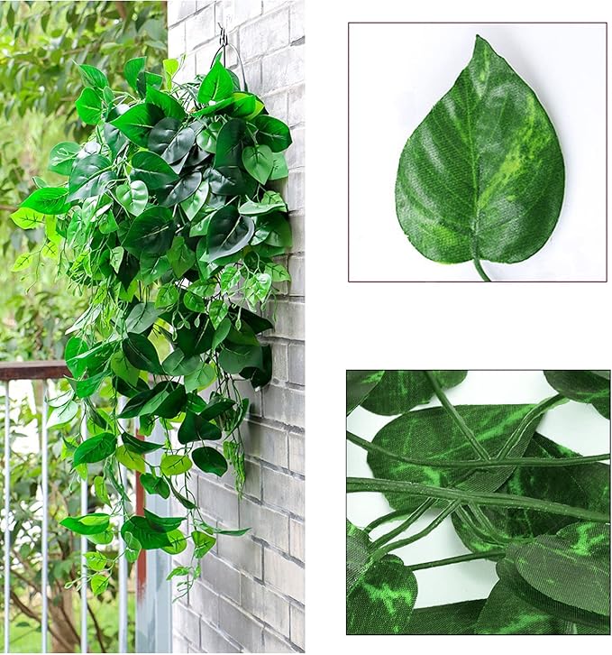 1008 Feet 144 Pack Fake Greenery Ivy Leaf Plants, Hanging Garland Vine Leaves, Artificial Flowers Foliage for Bedroom Wall Decor