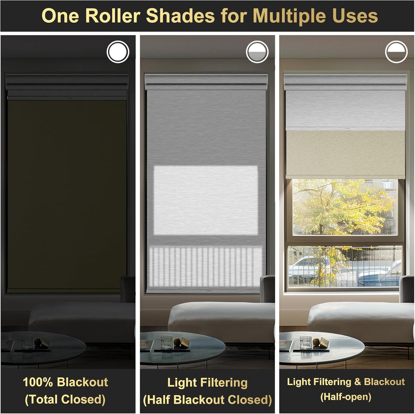 BERISSA Cordless Dual Roller Shades with Cassette Valance,Double Window Shades Blackout and Light Filtering Shades,Day and Night Roller Shades for Home Office Door.Beige and White.70 W x 80" H
