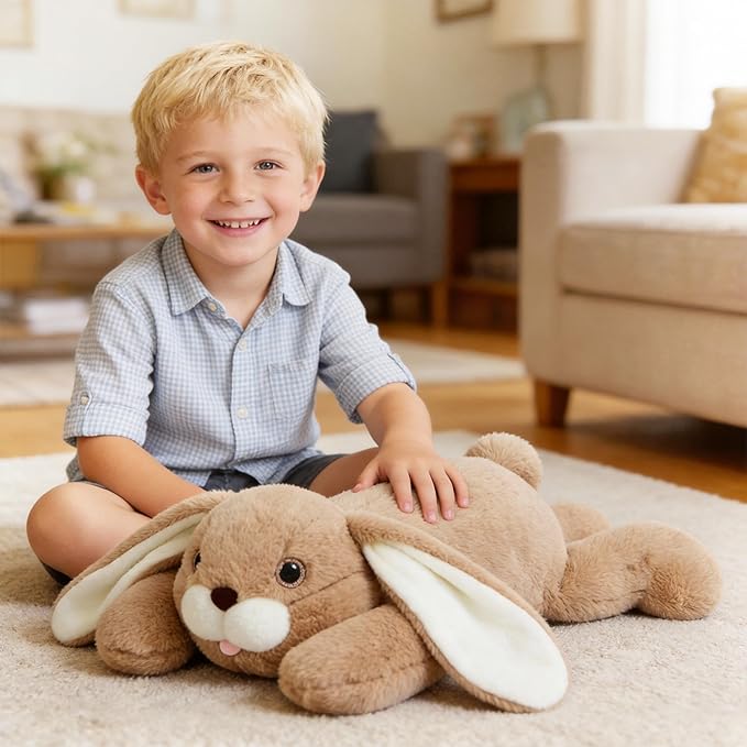 Niuniu Daddy 20" | 3.3 Pound Bunny Weighted Stuffed Animals for Kids Adults, Soft Rabbit Plush Animal Calming Toys for Sleeping, Cute Body Pillow for Presents Birthday Christmas Holiday Easter Gifts