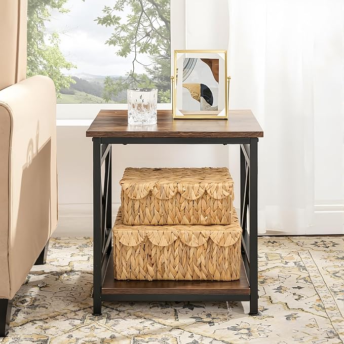 3 Pcs Large Wicker Storage Baskets with Lids 16" 14" 12" Scalloped Wicker Edge Basket Rattan Storage Rectangle Box Large Water Hyacinth Bins with Built in Handles for Living Room, Nursery
