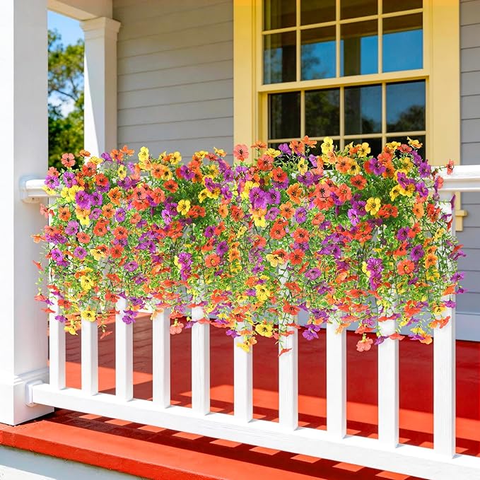 ZFProcess Artificial Flowers for Outdoors Spring Decoration, 2PCS Silk Fake Daisy Realistic Fake Outdoor Flowers UV Resistant Porch Patio Window Yard Decor