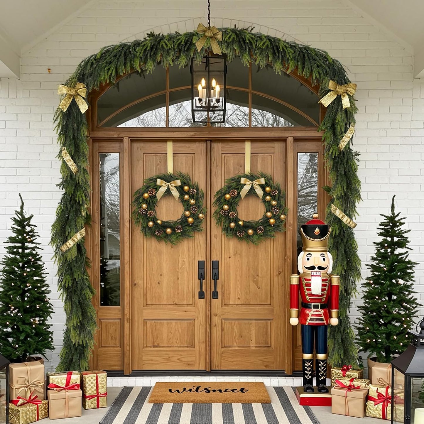 N&T NIETING 9FT Christmas Norfolk Pine Garland Real Touch Pine Artificial Garlands Faux Greenery Garland Winter Christmas Garland for Table Mantle Fireplace Indoor Outdoor Xmas Decorations (1 Pcs)