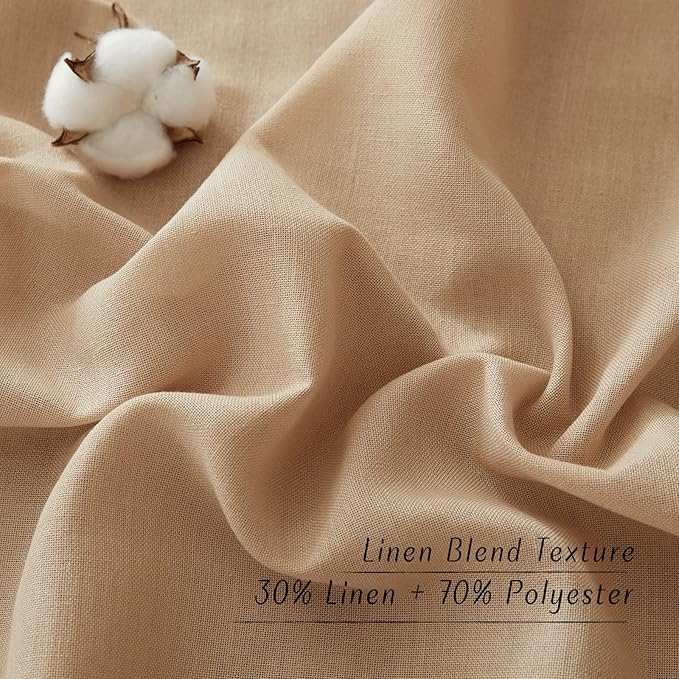NICETOWN Linen 36 inch Curtains for Kitchen Window, Grommet Thick Flax Linen Camel Small Window Treatments Privacy Assured with Light Filtering for Cafe/Kids Room, W42 x L36, 2 Panels
