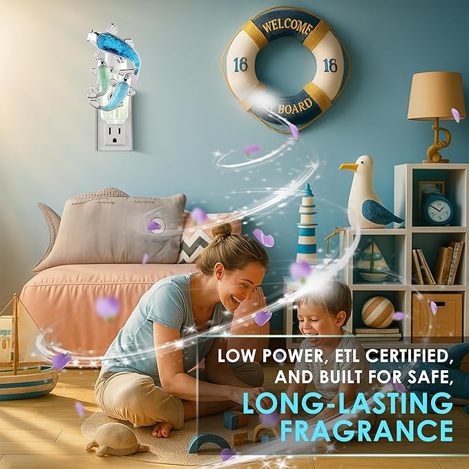 Hohean Wall Fragrance Plug in Compatible with Bath and Body Works WallFlower, Scent Diffuser with Night Light, ETL Certified, Long Lasting Scented Warmer Diffuser Home Office(Elegant Fish)