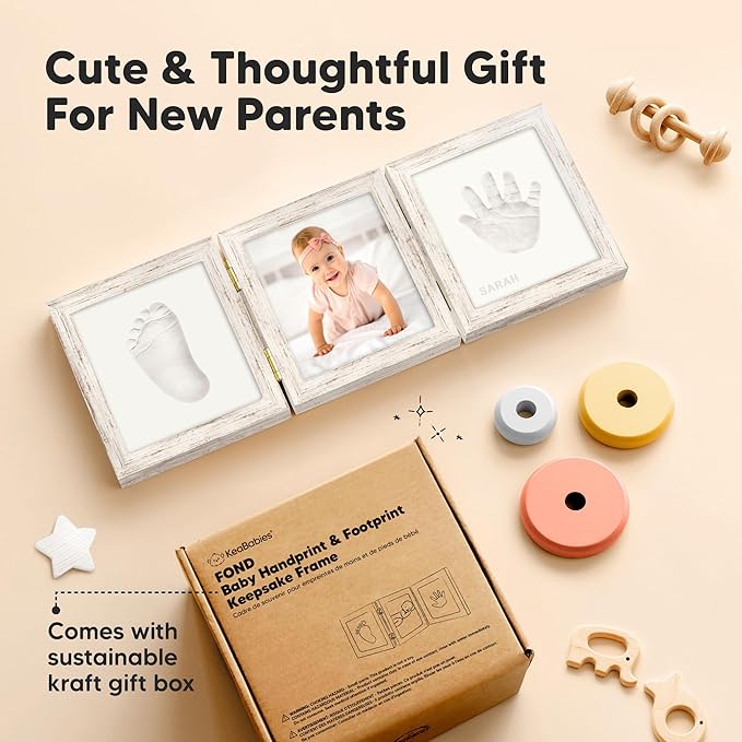 KeaBabies Baby Shower Gifts for Boys, Girls and Baby Hand and Footprint Kit - Baby Hand and Footprint Kit for Baby, Newborn Keepsake Footprint Kit - Baby Prints Duo Photo Frame for Newborn