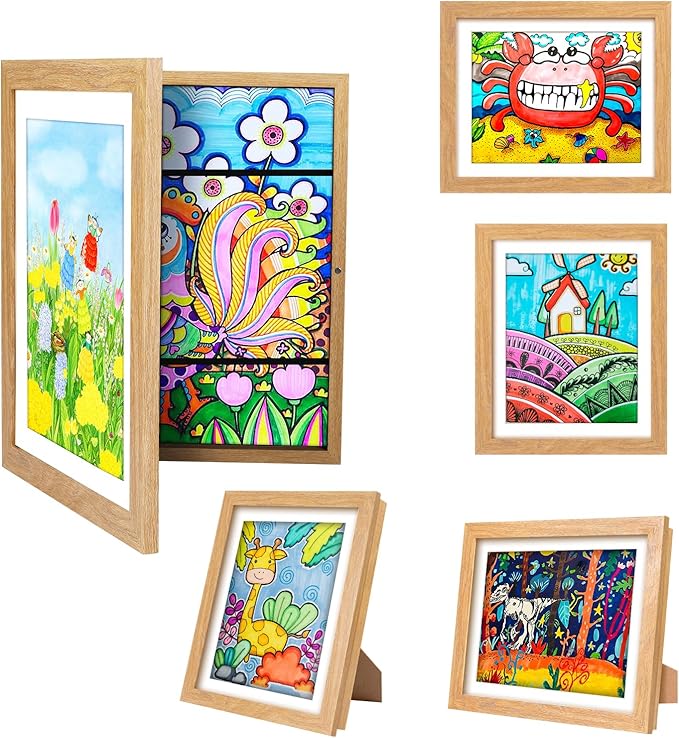 Kids Artwork Frames Changeable - Kids Art Frame,Kids Art Frames Front Opening Holds 150,Children Art Projects Kids Art Frames,8.5x11 Black Picture Frame for Display Kid Art work,With Storage