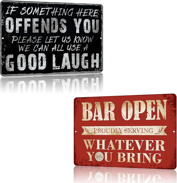 Yniaun Decor Funny Home Bar Garage Room Decor for Wall/Porch Vintage Man Cave Metal Tin Sings for for House Shop/Basement/Kitchen Accessories/Gitfs