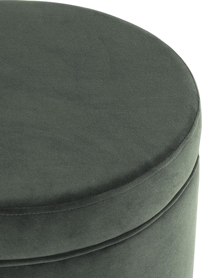 HomePop 19" Round Storage Ottoman - Loden Green Velvet