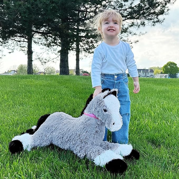 Tezituor 3ft Large Horse Stuffed Animal, 35 Inch Rideable Stuffed Pony Farm Plush Toy, Big Soft Horse Plush Body Pillow Christmas Birthday Gift for Kids