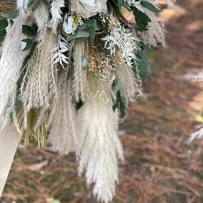 Natural Pampas & Berry Dried Flower Arrangement – DIY Boho Arch Decor – Handmade Rustic Floral Piece for Wedding or Home(Lush Forest Floral Arch)