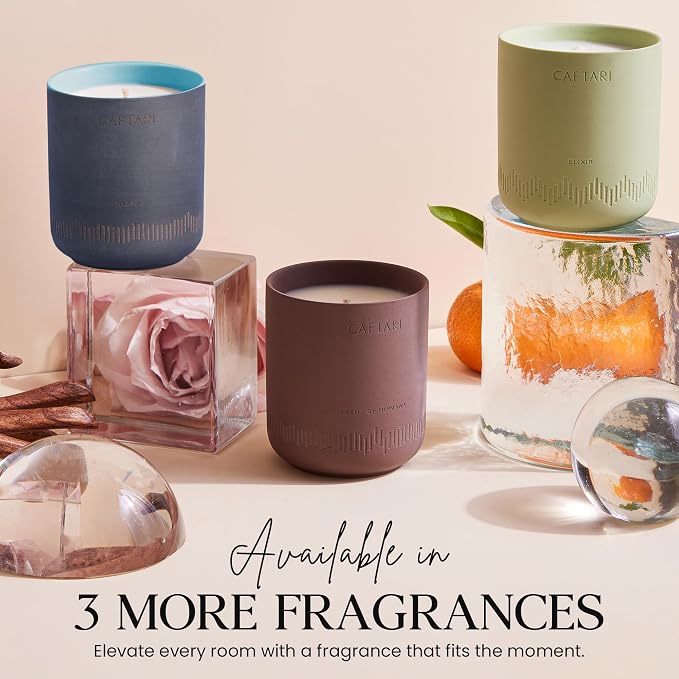 CAFTARI Dolce Far Niente Scented Candle for Women & Men | Rose and Sandalwood | Non Toxic Candle | Premium Soy Coconut Wax Blend | Vegan Aromatherapy | Elegant Ceramic Jar | Luxury Gift | 10.5 oz