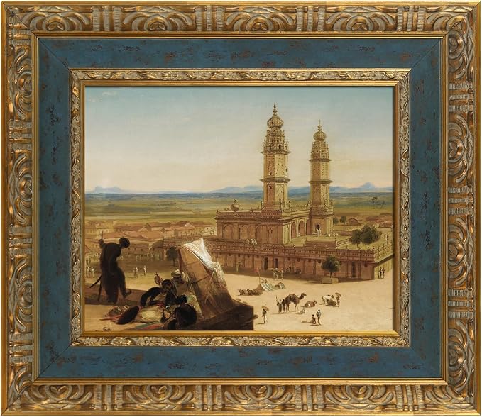 Plein Air Frame for 24x36 Vintage Oil Paintings, No Cover & Backing, 3.7" Extra Wide DIY Wood Canvas Frame For Baroque Victorian Paintings Art Prints Class Artwork Designer Show (Blue Gold)