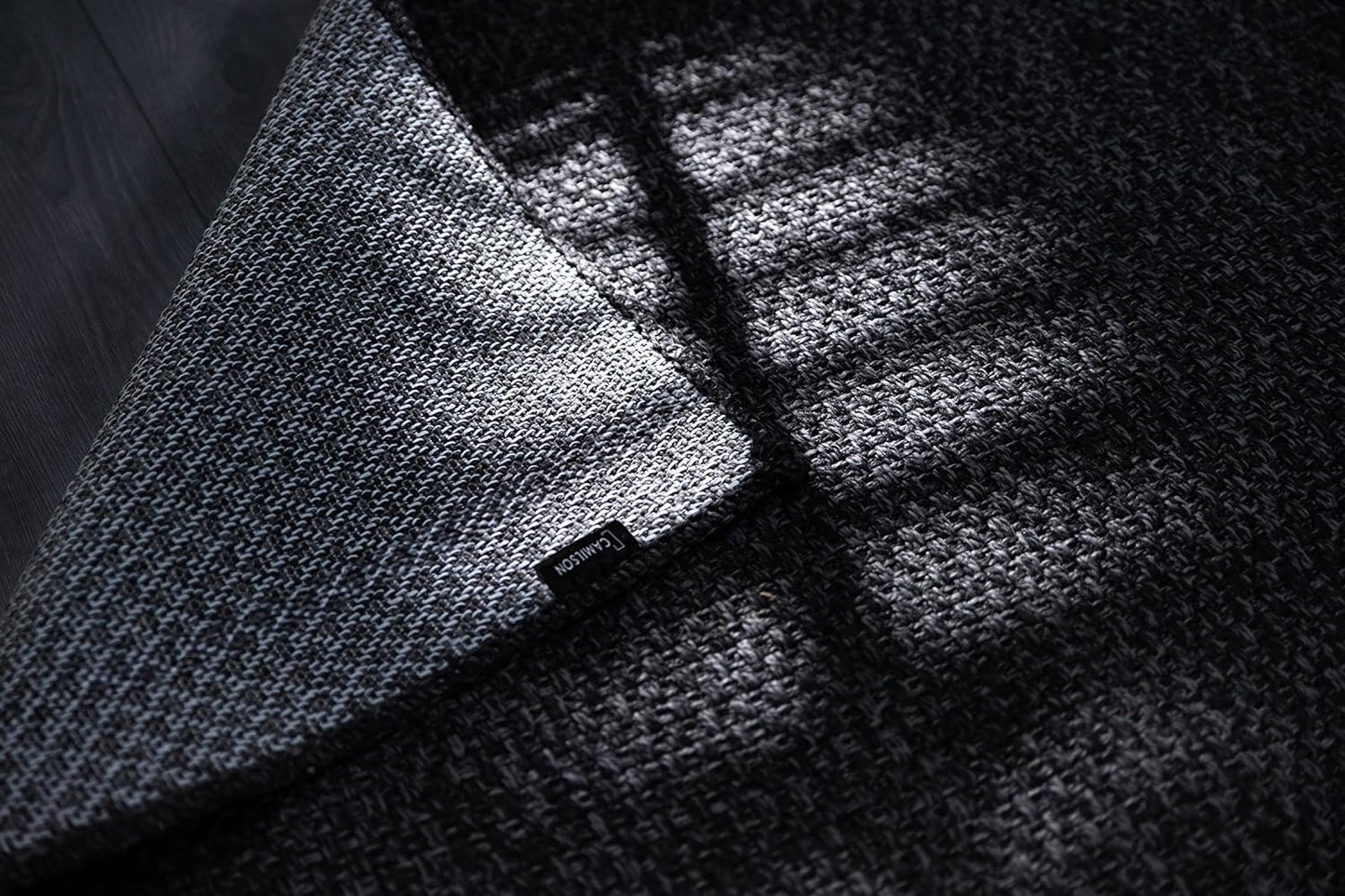 CAMILSON Easy Jute Rug 5x7, Indoor Outdoor Dark Gray Black Farmhouse Area Rugs for Living Room Patio and Kitchen Rug, Solid Boho Woven Design, Easy-Cleaning, Washable Outside Carpet Alfombras (5 x 7)