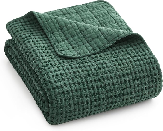 Levtex Home - Mills Waffle - Throw - Forest Green Cotton Waffle - Throw Size 50 x 60in.