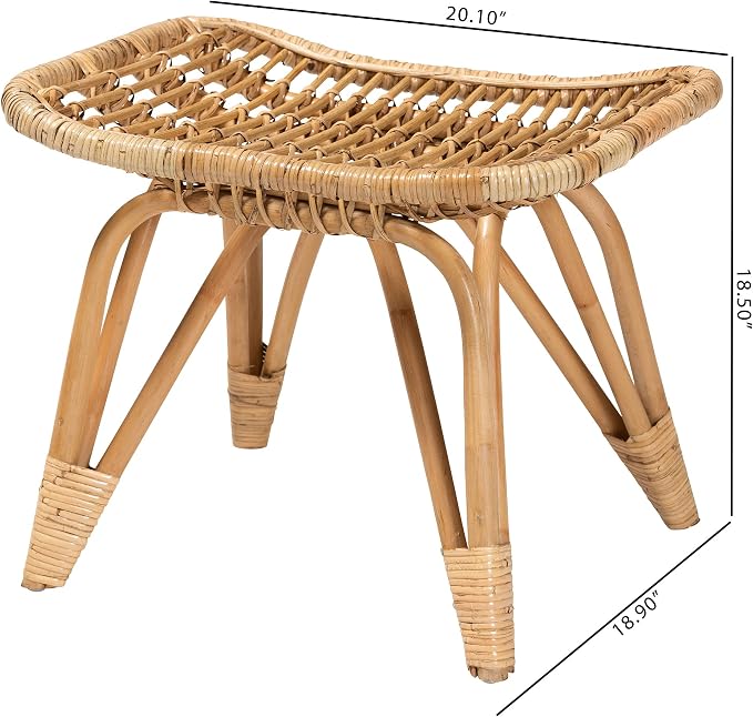Bali & pari Earvin Modern Bohemian Natural Rattan Footstool