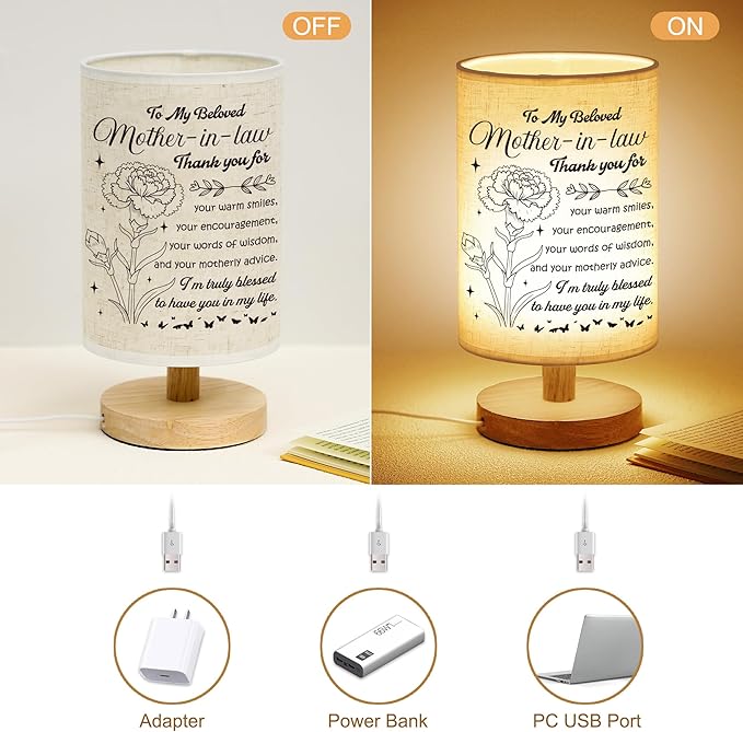 WSYEAR Gifts for Mother in Law, Birthday Mother in Law Gifts from Daughter in Law Beautiful Lamp Mothers Day Gifts for Bedside Home Decoration