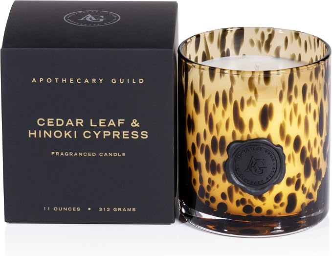 Zodax Apothecary Guild Scented Opal Glass Jar Candle in Gift Box- 11 oz - Cedar Leaf & Hinoki Cypress